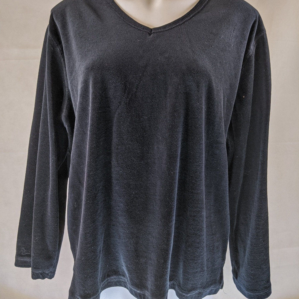 BS Black Velvet V Neck Blouse 2XL
